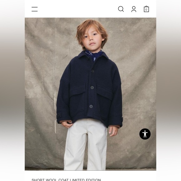 Zara Kids 5-6 Wool Blend Black Button Down Coat - Picture 1 of 7